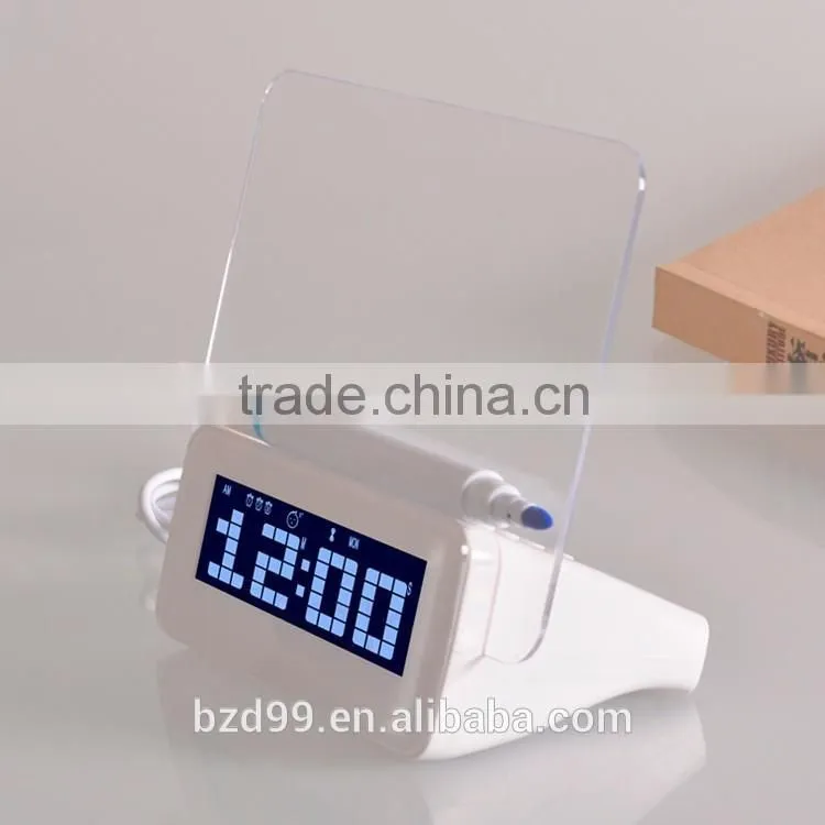 New Promotional Multi-functional USB HUB Electronic Digital Timer Transparent LCD LED Memo Board Alarm Clock