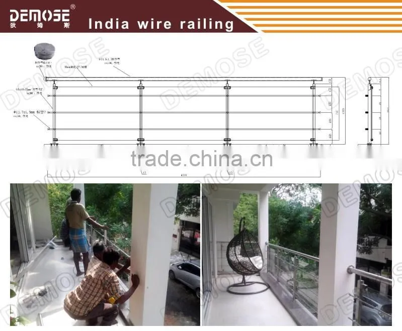 foshan stainless steel solid tube railing with round base flange