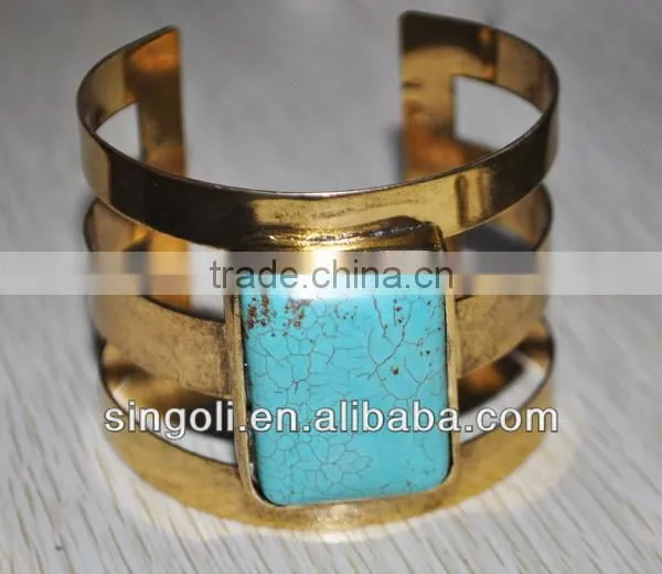Turquoise filled jewelry brazil style gold cuff bangle bulk buy from china