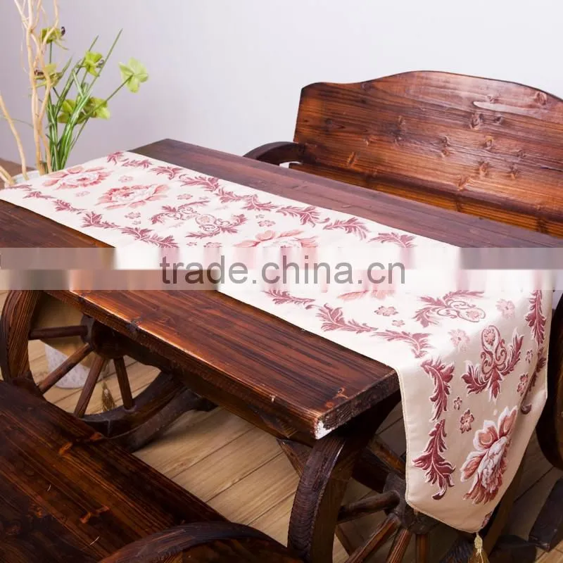 PLUS Classic Embroidery European Style Tassel Dining Table Runners Sequined Lace Hotel Bed Coffee Table Runners 13inch*70.8inch