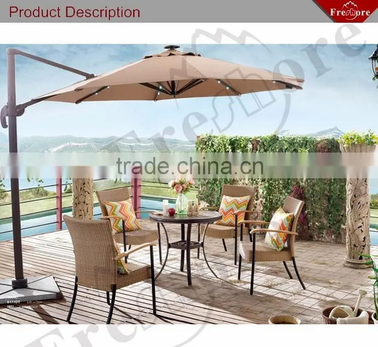 Outdoor garden PE rattan furniture with patio umbrella