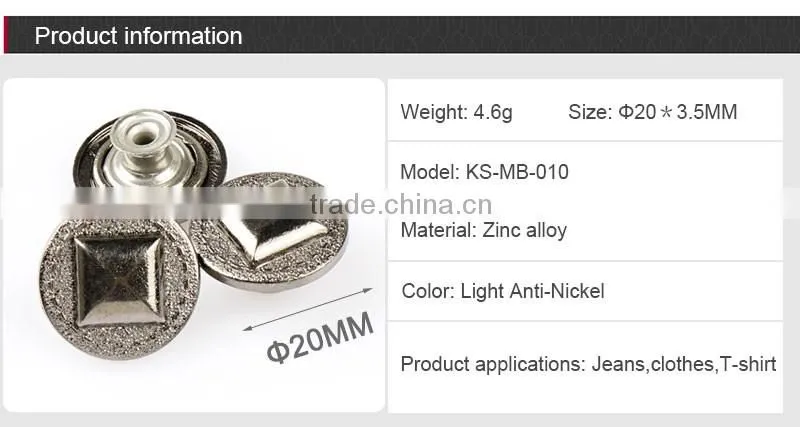 Fashion Design Custom Metal Buttons For Coats