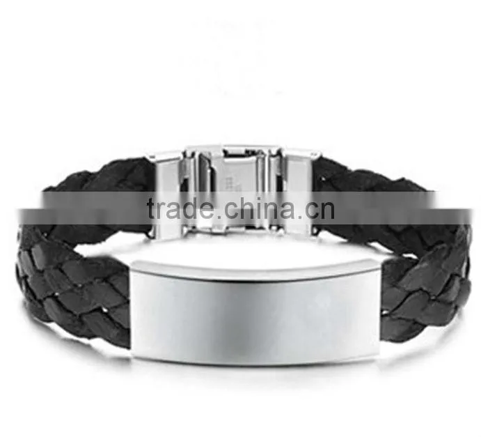 Fashion Jewelry New Design Handmade Braided Leather bracelet with Metal