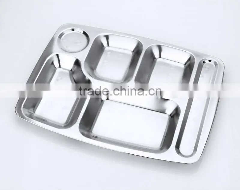 home utensils china 304 stainless steel square compartment dinner plates