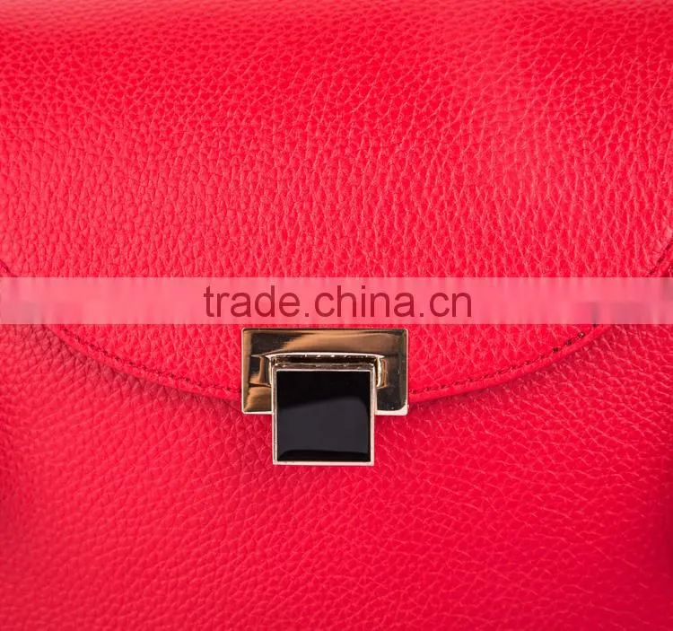 Chinese Red Women Bag Fashion Women Messenger Bags, Leather Shoulder Strap Bag High Quality Leather Crossbody bag