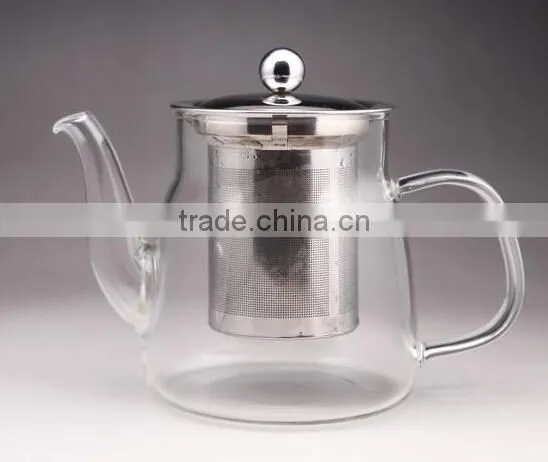 Office Personal Glass Tea Pots with stainless steel infuser Hebei Factory Supplies