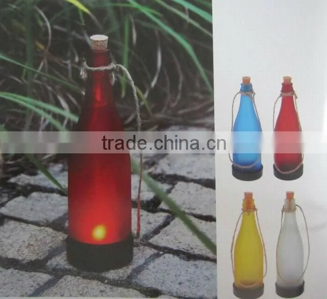 2015 new product Portale Solar panel glass Hanging christmas led bottle light