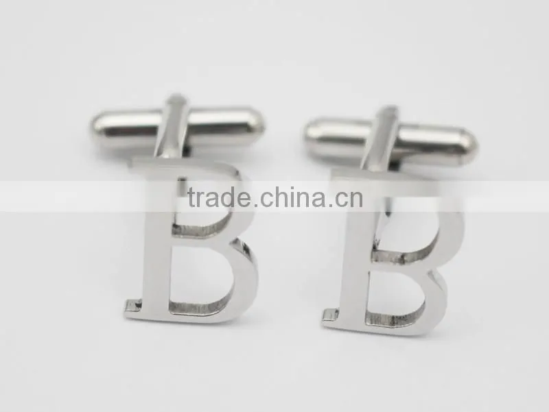 316L Stainless Steel Letter B Fashion Mens Cufflink With Logo