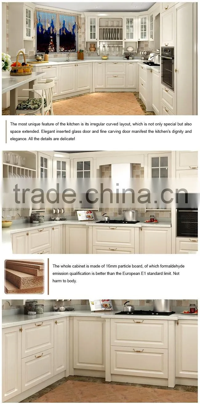 Dubai White Irregular Curved Cupboard Lacquer Wooden Kitchen Furniture