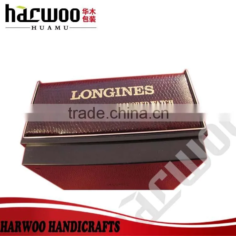 creative watch packaging,single leather watch box,PU leather watch box with hot stamp logo