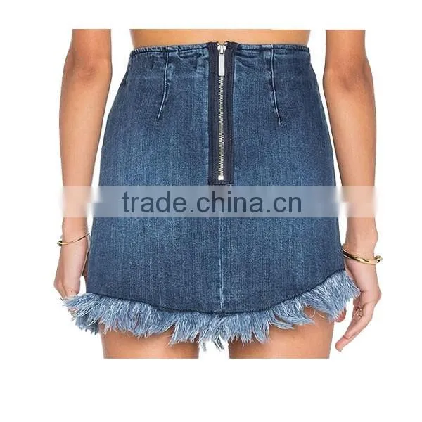 Hot Sale Summer Back Zip Short Denim Skirts for Girls