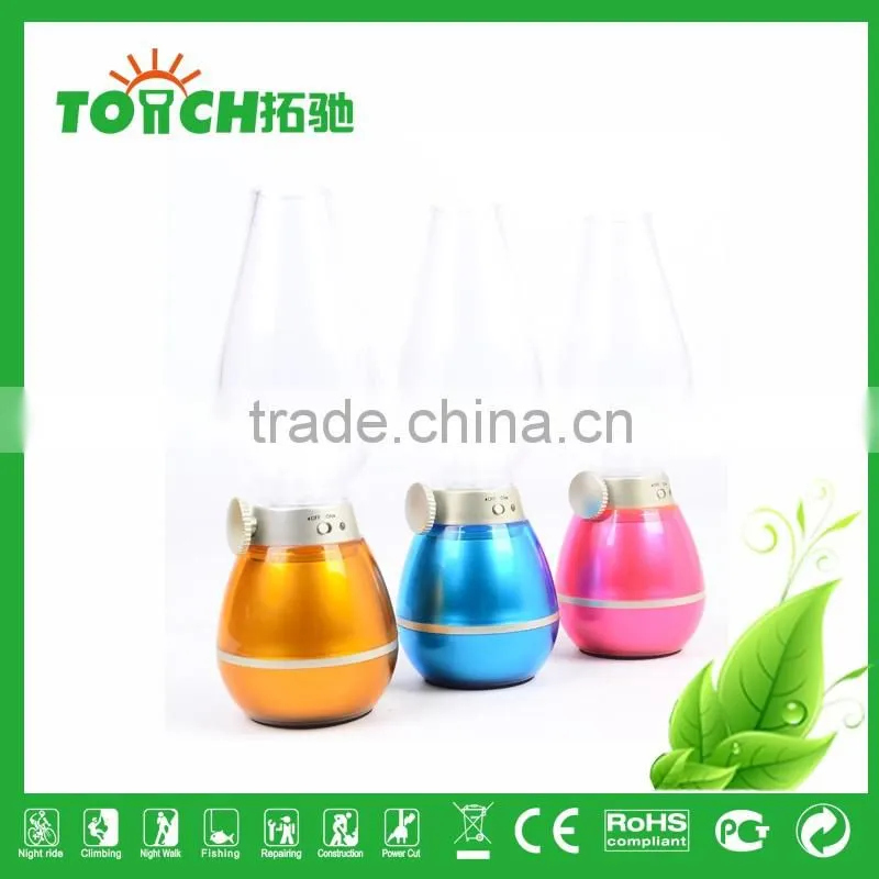 New Design Wind Switch Camping Light 3 Colors Gold Blue Pink Color Vintage Kerosene Design CFL Fashion Design Light Lamp