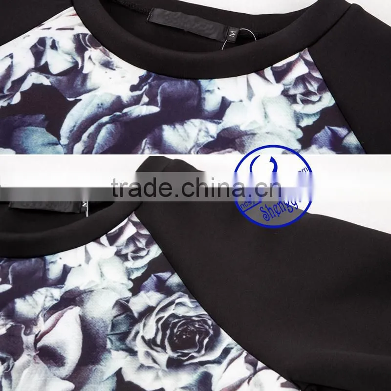 Custom space cotton womens printed pullover raglan sleeve sweatshirts wholesale