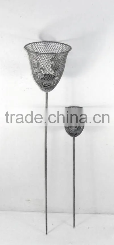 S/2 Metal Flower Sticks w/ Wire Holders