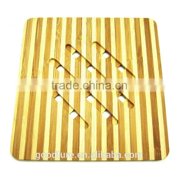 Two Color Strips Small Bamboo Placemat Table Mat Coaster Handmade Mats And Pads