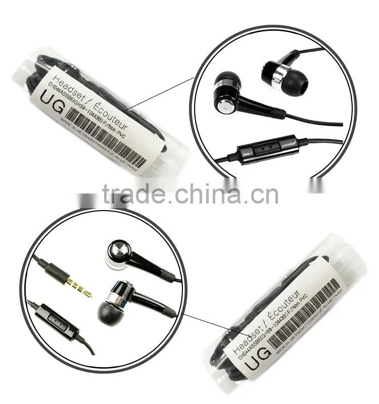 High quality noise cancelling mobile black earphone with mic for samsung