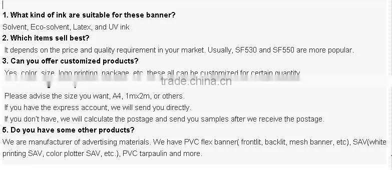 Many size Advertising Equipment Solvent PVC Flex Banner Price