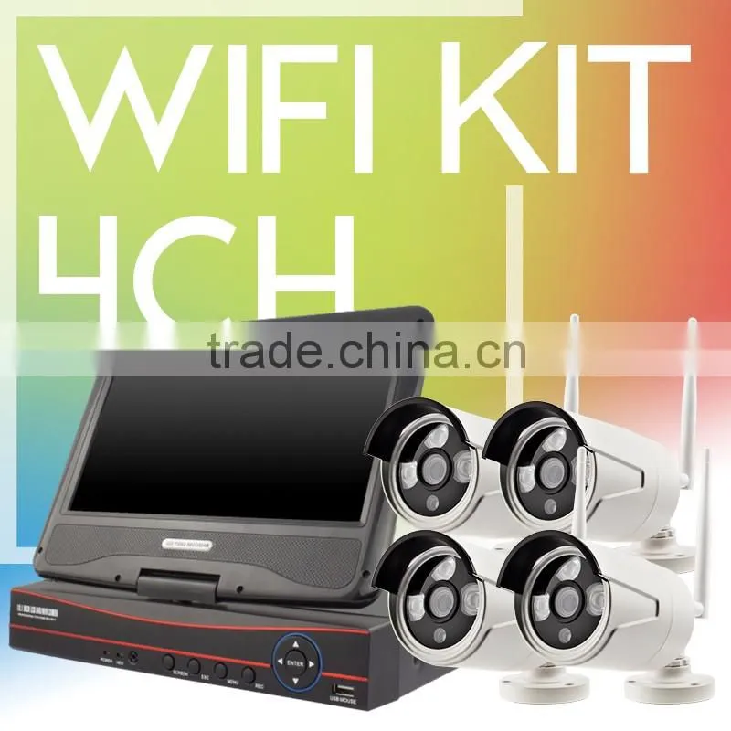 Vitevison 4Ch HD Wireless Outdoor wifi Camera Home Security System with 10 inch Display Screen wifi nvr kit