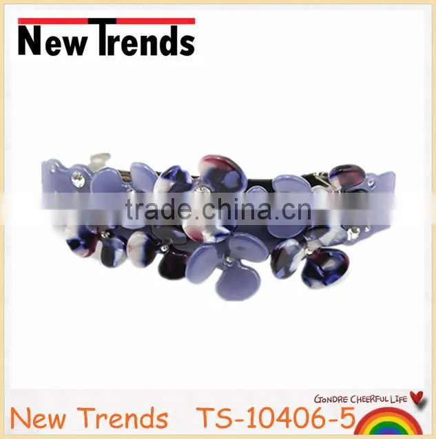 Top quality colorful resin flower hair ornaments, flower hair clip with rhinestone