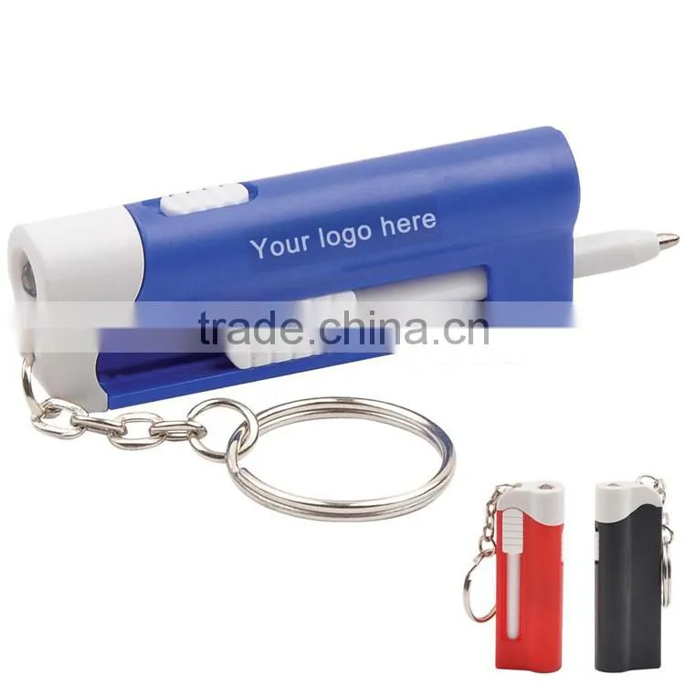 LED flashlight keychain with ball-point pen,Customized advertising gifts,custom key chain