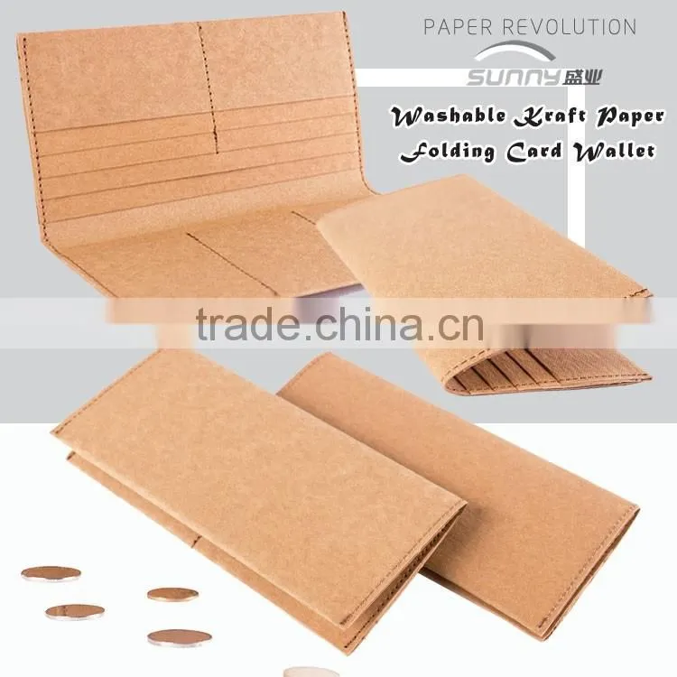 Washable Kraft Paper Folding Long Wallet With 9 Card Slots