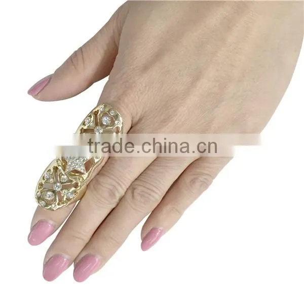 New fashion Multiple Finger Stack Knuckle Band Crystal Set Hollow Out Knuckle Ring