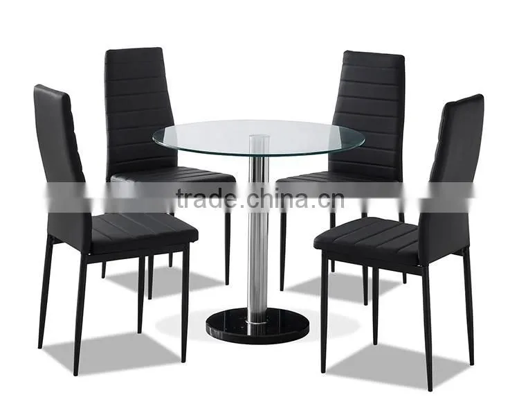 Classic furniture modern Style round clear tempered glass dining table with marble base