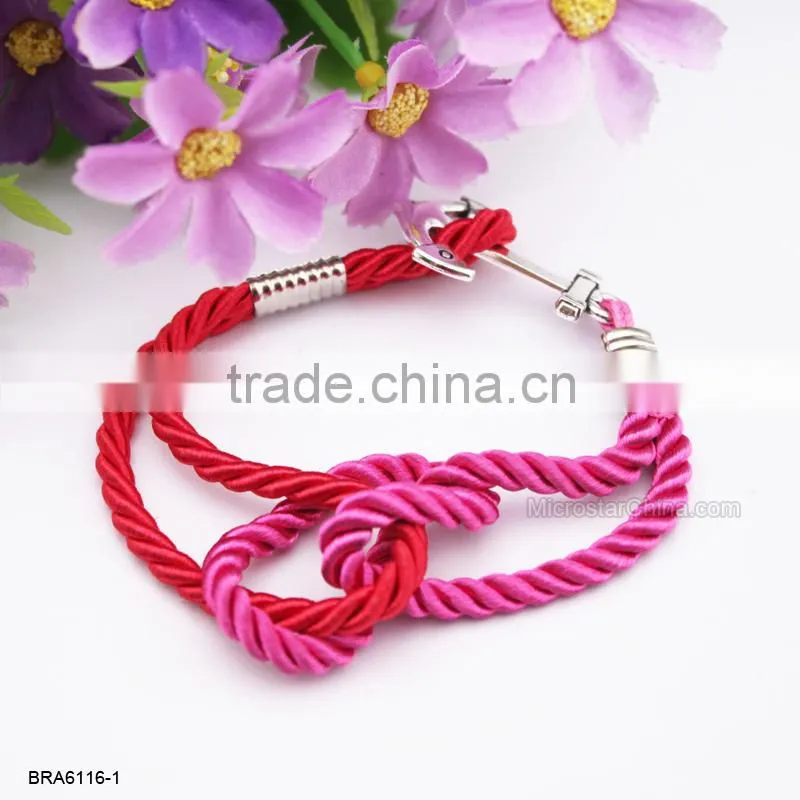 Antique Woven Naylon Friendship Rope Silver Anchor Bracelet