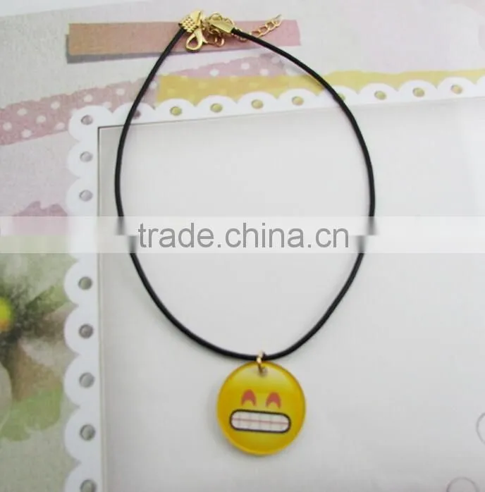 Wholesale IN STOCK 2016 New Emoji Smile Leather Necklace for Best Friends