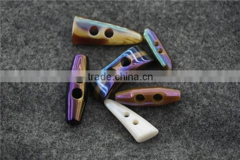 SPECIAL PLATING COLORFUL RESIN TOGGLE BUTTON FOR GARMENT ACCESSORIES