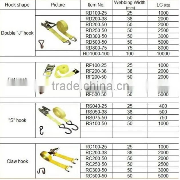 Cargo Lashing Strap/ Ratchet Tie Down Strap/ Load Binder