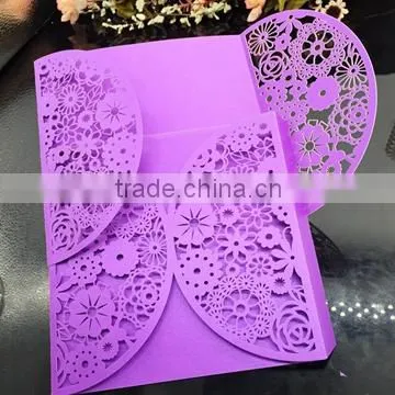 Q93 Laser Flower Ribbon wedding decoration invitation card