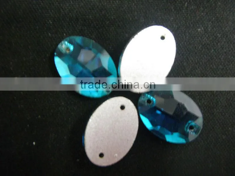 highest quality sew-on crystal beads number 3063# Oval shape blue zircon color for garment