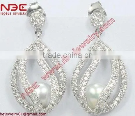 Costume 925 silver hoop earrings,black and white stone silve hoop earrings jewelry
