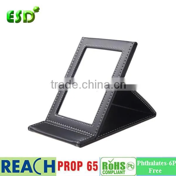 ESD PU Leather folding travel mirror