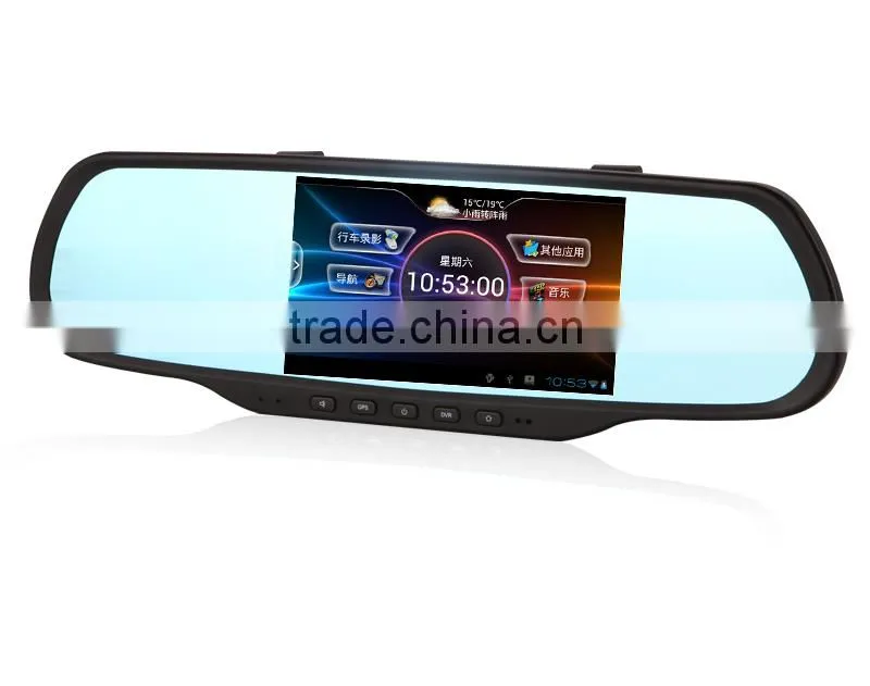 Andriod car mirror car gps navigation with wireless rearview camera support blutooth and recording