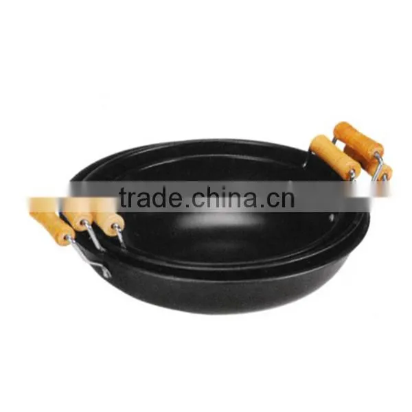 carbon steel non-stick wok with flat bottom