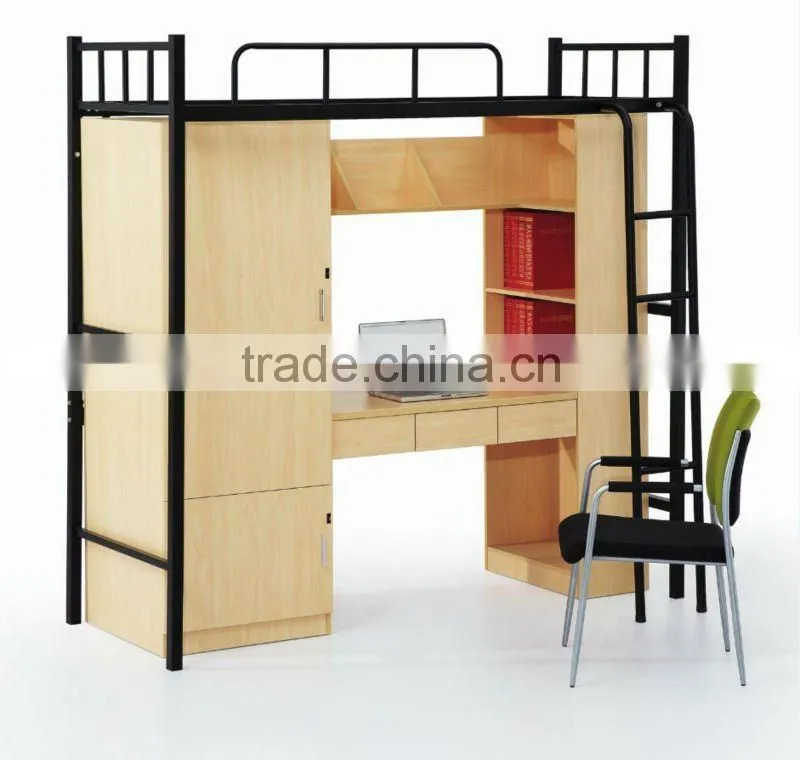 2012 Hot-sales modern melamine and stainless steel frame student dormitory furniture single bed