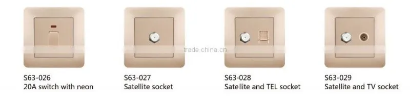 Aluminum brush Panel South African standard swithed socket with neon