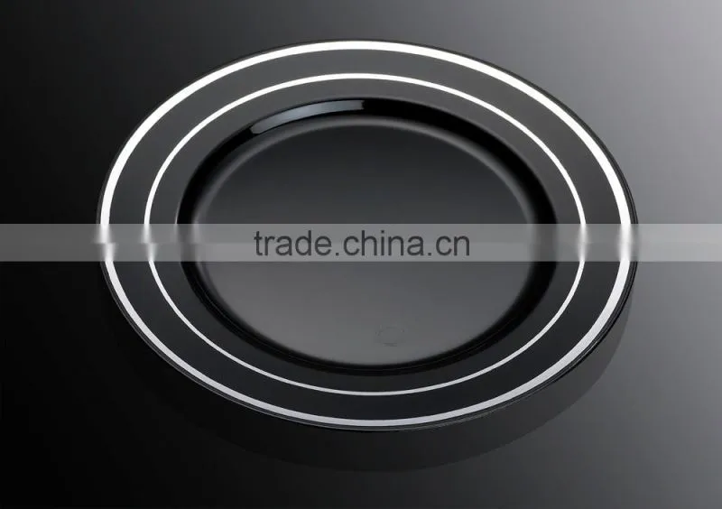 6"Disposable Plate For Party,Plastic Round Dinner Plate with Silver Coated