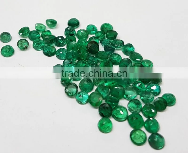 Round Emeralds Natural Gemstone 2.8-3.1mm Dark Green Brazil Origin Transparent