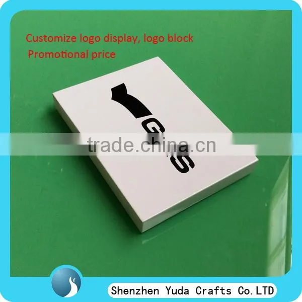 plexiglass supplier high clear acrylic logo block, transparent lucite nameplate signage plaques