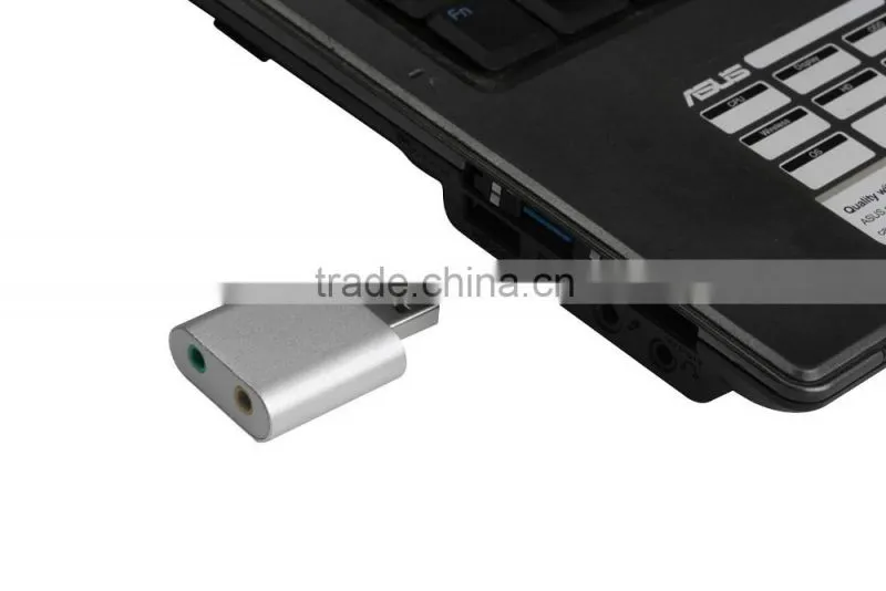 Top Grade External USB Audio Adapter Sound Card with Stereo Headphone/Speaker and Mono Microphone Jacks(Aluminum casing)