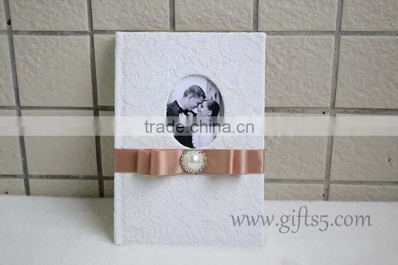 Classical and top quality lace white wedding guest book