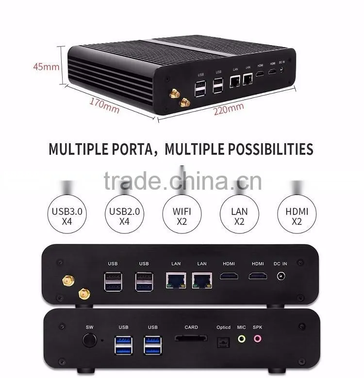 Partaker Fanless B2 Battery Powerful Business Mini PC with 4th 5th Gen Intel Core I7 4500u 5500u 4650u Processor