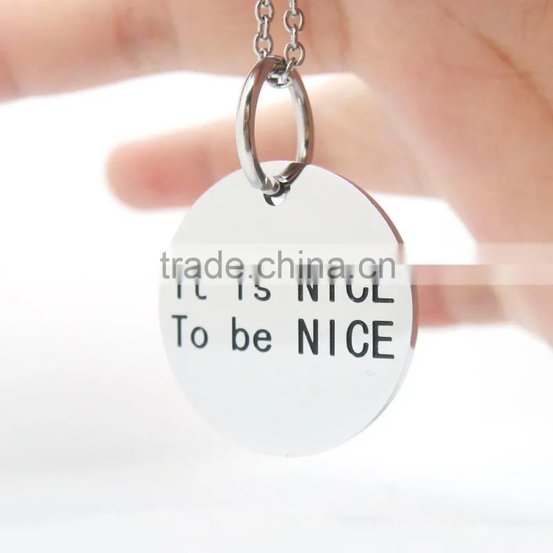 2016 Stainless Steel High Polish Custom Engraved Pendant Wholesale