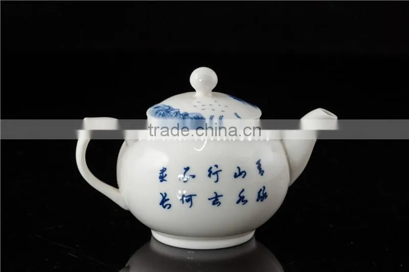 300cc dark Blue Landscape Ceramic Tea Pot/teapot