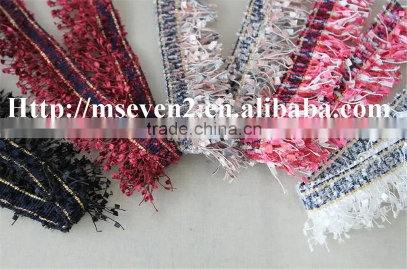 fashion color tassel fringe lace trim polyester tassel fabric embroidery lace