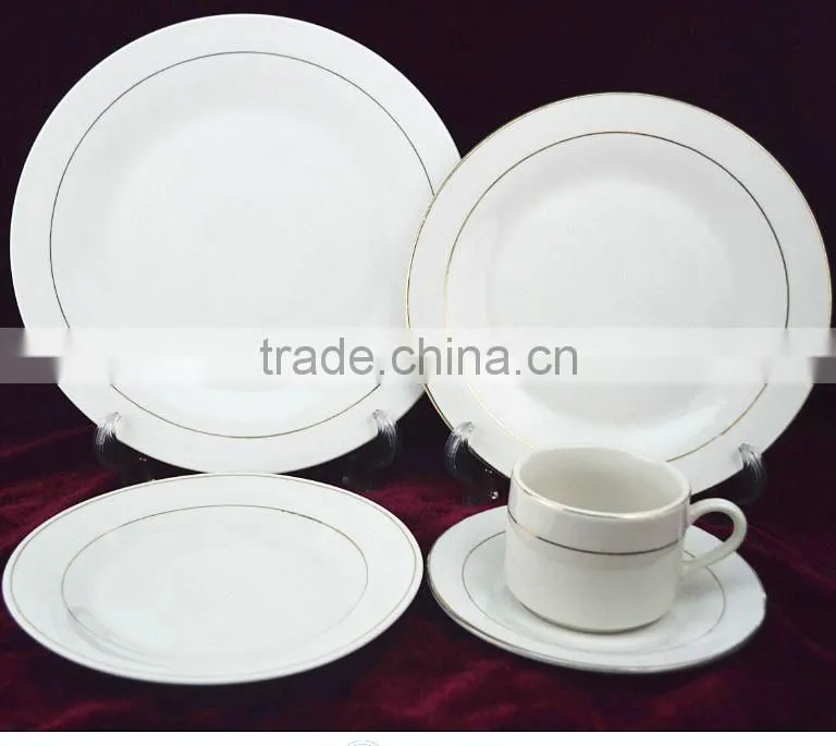 Royal design porcelain 45pcs dinner set gold rim dinnerware, plate and bowl