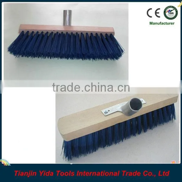Wood block hard bristle brush with metal adaptor